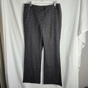 Anne Klein Wool Blend Pants 14 Check Straight Leg Lined Career Office Capsule